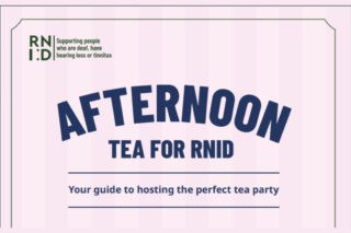 Front cover design of the Afternoon Tea for RNID participant guide